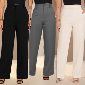 Kit 3 Calças Pantalona Premium de Alfaiataria – Elegância com Conforto